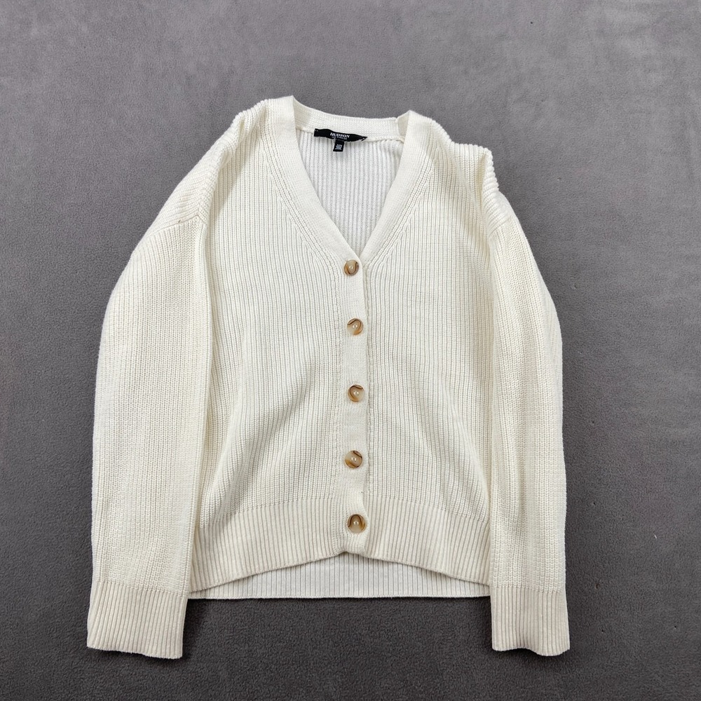 Hudson Los Angeles Cardigan Sweater Women's Small Cream Chunky Knit Button Front